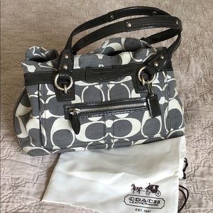 Coach monogram fabric shoulder bag